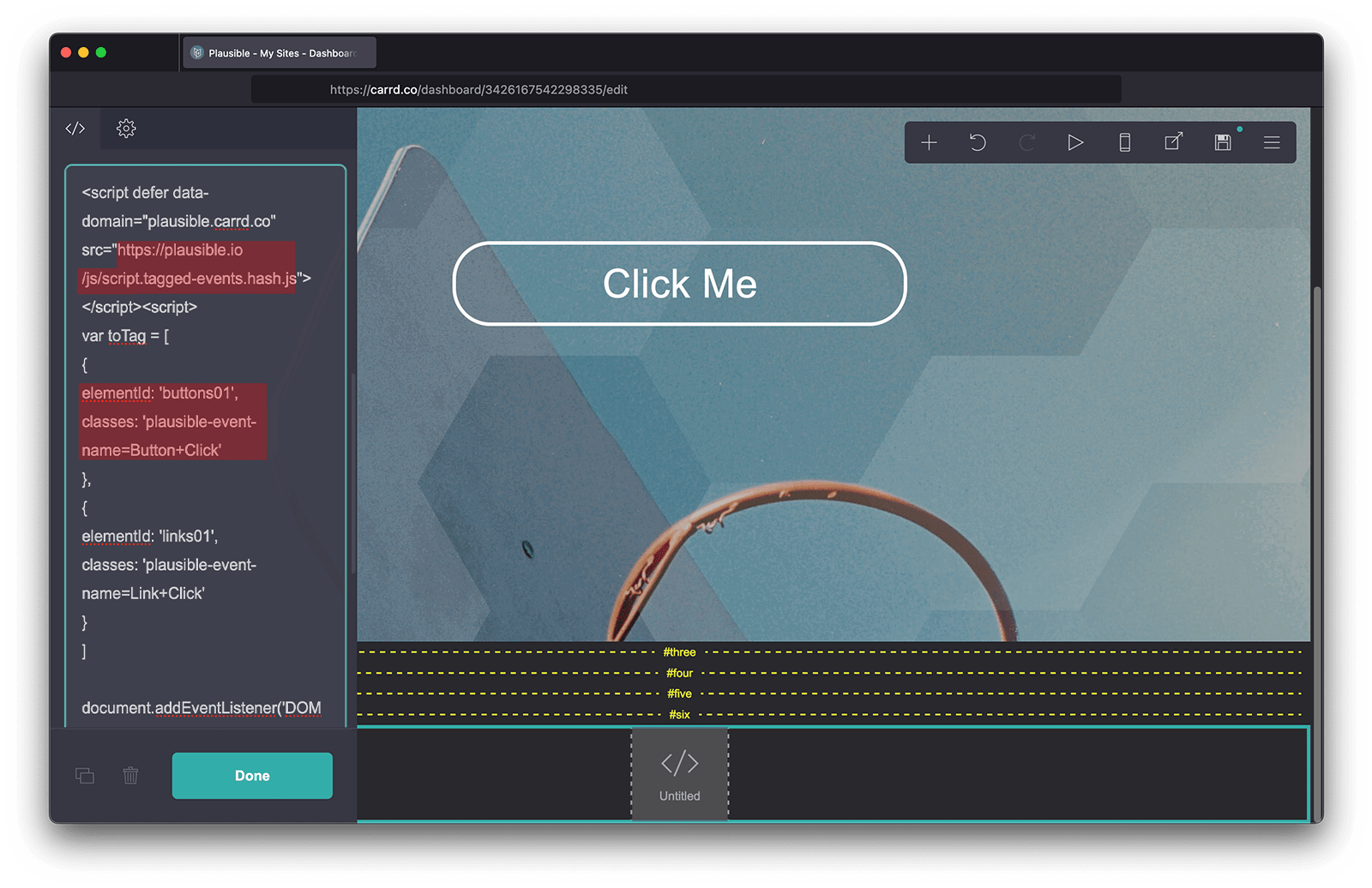 Modify Plausible script Carrd